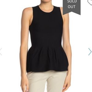 Theory Tops - Theory stretch Black Sleeveless Ruffle Hem KnitTop Theory Tops - Theory stretch Black Sleeveless Ruffle Hem KnitTop